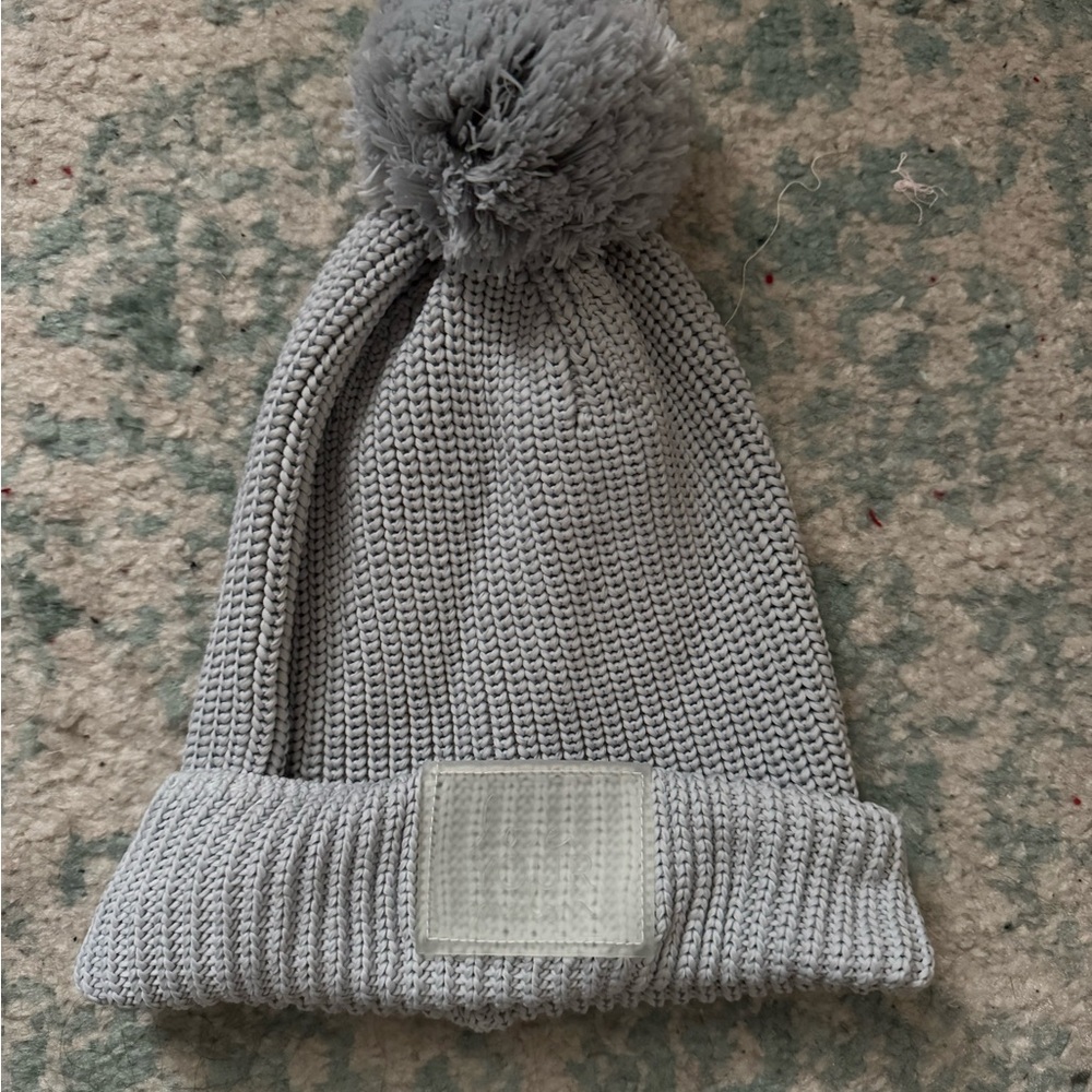 Love your melon spring Gray Knit Pom-Pom Beanie for women